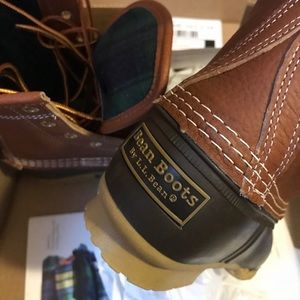 NEW LL Bean Boots Tumbled-Leather Flannel Lined